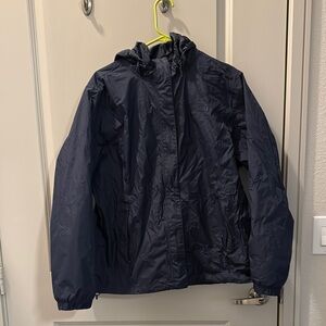 Navy Hooded Raincoat Jacket